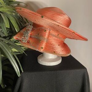 Donna Vinci Couture (H1187) Peach Embellished Hat